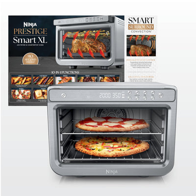 Ninja Air Fryer & Toaster Oven Combo | 10-in-1 Prestige Smart XL Countertop Oven | Bake up to 20 Cookies, Fit up to a 12lb Turkey | Pizza, Toast, Bake, Dehydrate | 1800 Watt | Stainless Steel | DT501