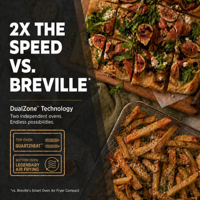 Ninja Double Oven Pro Smart XL Countertop Oven & Air Fryer | 30.2 Qt Capacity | 12-in-1 with Smart Finish & DualZone Tech to Cook 2 Meals at Once | Fits up to 4.5lb Chicken | Stainless Steel | DCT801
