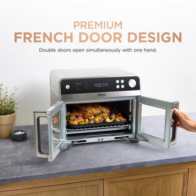 Ninja | French Door Premier Air fry Oven | 10-in-1 functions | 20.3-qt capacity | 5-qt Air Fry Basket, Sheet Pan, Wire Rack, Broil Rack | PFAS-free Cooking Surface, Dishwasher-Safe Accessories | FO101